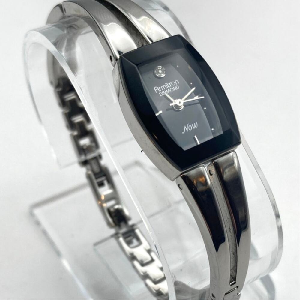 Ladies Armitron Now Diamond Bangle Bracelet Watch 17mm - New Battery Swiss Parts